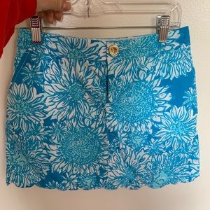 LILY PULITZER: blue and white scallop skirt